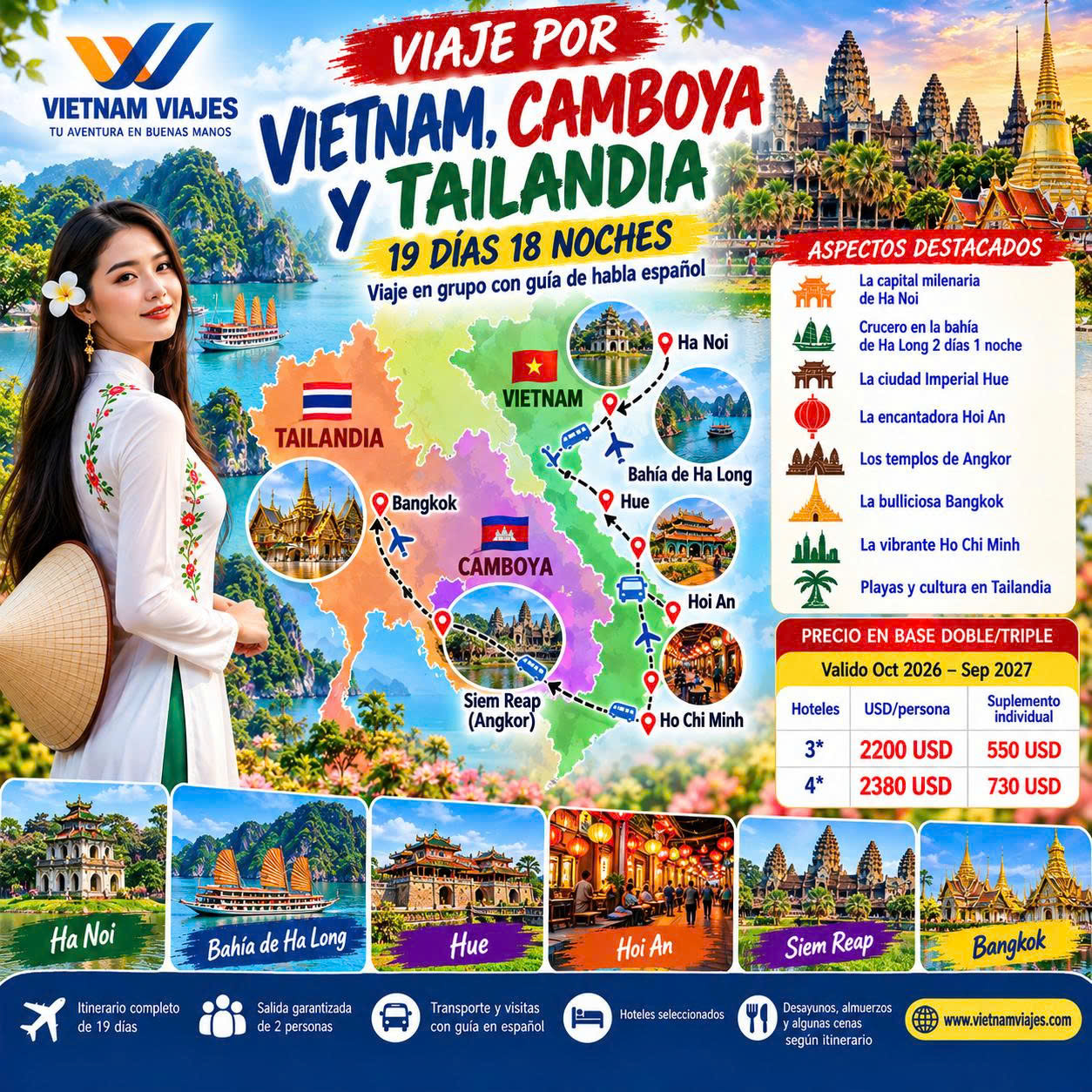 VIAJE POR VIETNAM,  CAMBOYA Y TAILANDIA -  19 DIAS 18 NOCHES